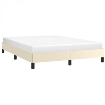 Lit Double Adulte Crème 140x200 cm Similicuir