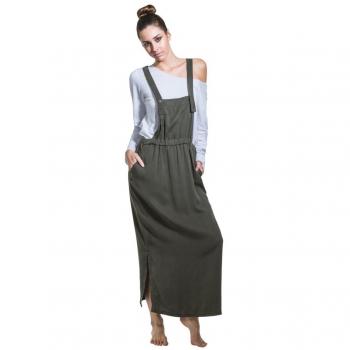 Aroma Green Long-Dress Denim + T-Shirt Set