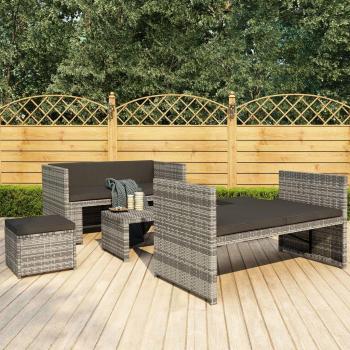 Mobiliario de Jardín 5 pcs con cojines rattan gris