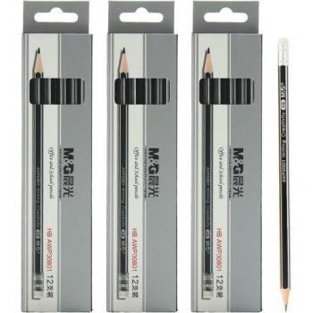 Crayons en Bois M&G Hexagonaux HB Pré-affûtés avec Gomme