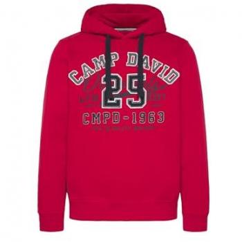 CAMP DAVID Herren Kapuzensweatshirt Retro-Style mit weicher Innenseite in Rot Gr. S