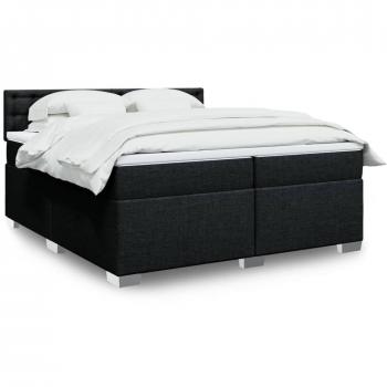 VidaXL Schlafsystem Boxspringbett 200×200 cm, schwarze Stoffmatratze