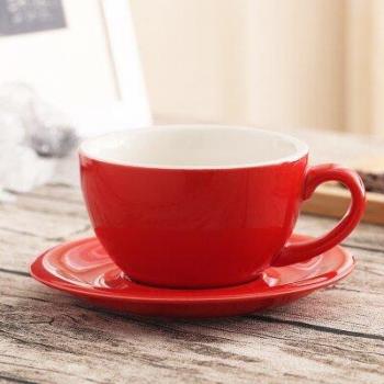 Latte‑Breit­Mund‑Tasse 300 ml – Handgefertigte Keramik, europäische Farboptionen, Glasur & Untertasse