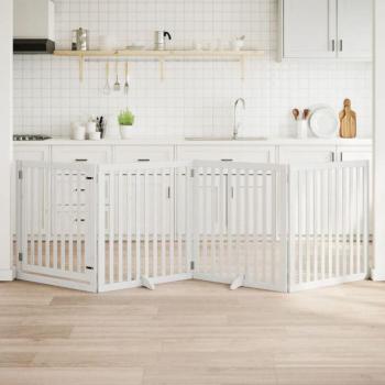 Hundertor‑Bundle TORANA – 4 Teile, faltbar mit Tür, weiß, 320 cm, Pappelholz