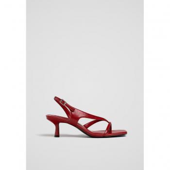 Stradivarius Sandali rossi con tacco e fascette 37