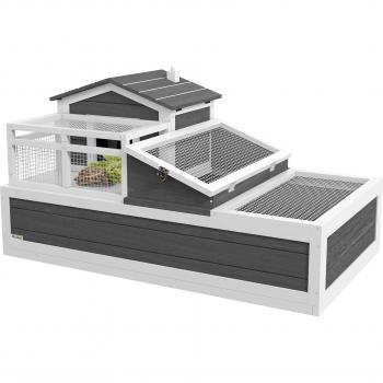 PawHut 3-Story Tortoise Shelter w/ Ladder, Tray & Openable Roof