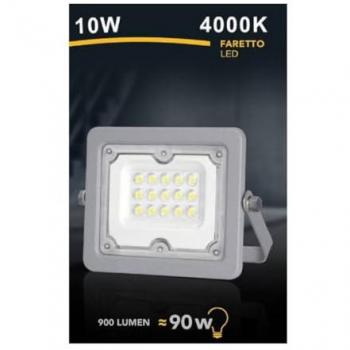 Faro LED 10 W Ultra Slim Grigio Esterno IP65 Luce Calda