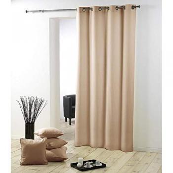 Rideau a oeillets Polyester uni Essentiel Lin 140 x 280 cm