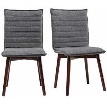 Ensemble de 2 Chaises Design Tissu Gris Anthracite avec Pieds Foncés en Bois modèle IZAL