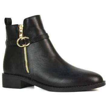 Xy London Lorna Flat Low‑Heel Ankle Booties – Black, Size 4