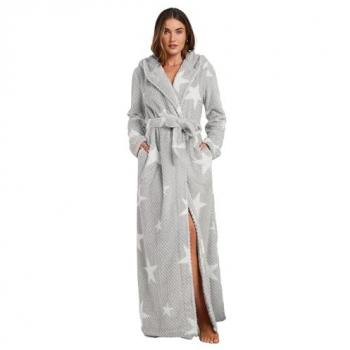 Robe Maxi Gris à Capuche et Étoiles 46-48