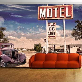 Route 66 vintage fototapet med motellskylt