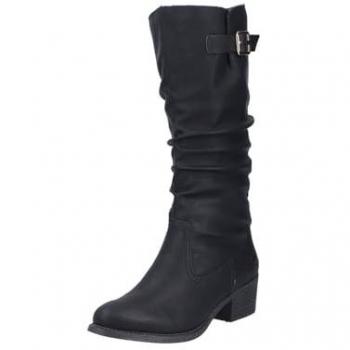 Rieker Langschaftstiefel, Damen, Blockabsatz, Innenreißverschluss, schwarz