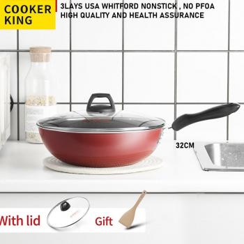 Herde König Wokpan 32 cm – Deckel, induktionsgeeignet, antihaft, ohne Spachtel