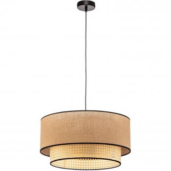 Boho Duolla Sospensione in Rattan, Telo Beige/Nero