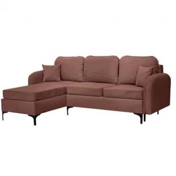 Sofá rinconero torlua 103, rosa, función de descanso, caja de ropa de cama, 225x172x96cm