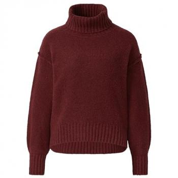 S.Oliver Damen Strickpullover – Bordeaux Rollkragen, Casual Schnitt, Größe 38