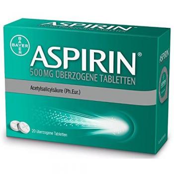 ASPIRIN 500 mg überzogene Tabletten, gute Verträglichkeit, 20 Stück