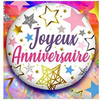 Ballon Mylar 45 Cm Joyeux Anniversaire Étoiles