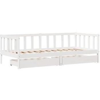 Versatile White Wood Daybed 80x200 – Drawer Feature
