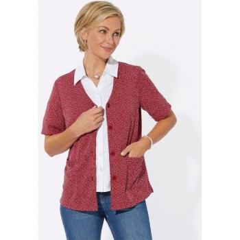Melierte Shirtjacke Damen Rot – CLASSIC BASICS Größe 40