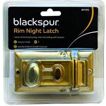 Brass Finish Door Lock Night Latch Rim Yale Type Cylinder Security Latch 3 Keys