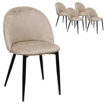 Sedia WS DESIGN X 4 Velvet Nero, gamba in velluto tortora