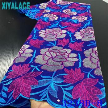 Robes de Luxe : Tissu Africain Brodé, Dentelle Suisse Violette – KS3238B
