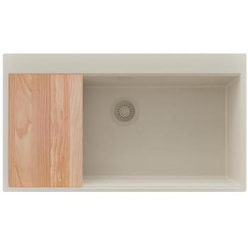 Primagran Oslo – Évier cuisine granit 90 cm, lavabos à un bac, kit vidage inclus