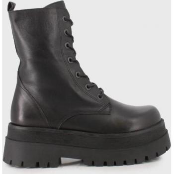 Botines de piel negra para mujer Blogger con plataforma