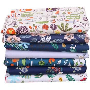 7 Pieces Floral Print Cotton Fabric for DIY Crafts