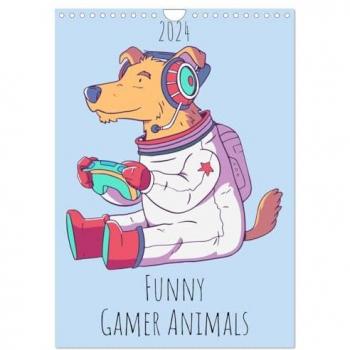 Funny Gamer Animals (Wall Calendar 2024 DIN A4 portrait) CALVENDO 12 Month Wall Calendar