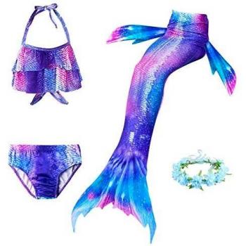 Coda da Sirena per Nuotare Costume da Bagno Ragazza 5pcs
