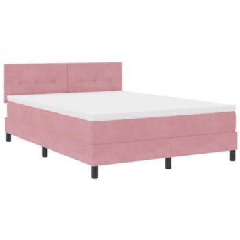 Tête de lit à ressorts rose velours 160×200 cm