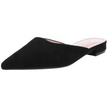 Ital Design Elegante Damen‑Slippers – Schwarz, Wildlederimitat, Blockabsatz