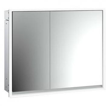 Armoire à miroir LED à encastrer Emco Loft 800x733mm, 2 portes, porte large à droite, aluminium/miroir