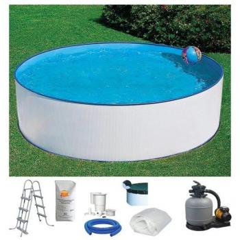 Rundbecken KONIFERA USEDOM 3 – 350 × 90 cm, 7‑teiliges Set, weiß