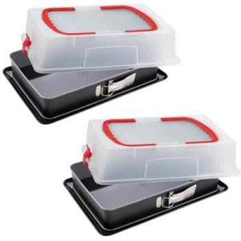 Pack de 2 Plat de Four Rectangulaire avec Couvercle – Dr. Oetker Back‑Idea