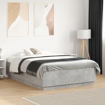 VidaXL Bed Frame with LED Lights Concrete Grey 120x190 cm Small Double Engineered Wood