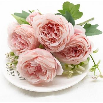 Artificial Peony Flower Arrangement with Forks