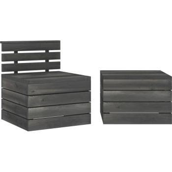 Mobilier de jardin palette 2 pièces en bois de pin massif gris foncé