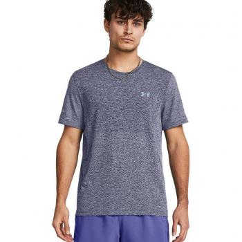 Top Sportivo Under Armour Seamless Stride Mezza Manica Viola e Grigio Blu Taglia M
