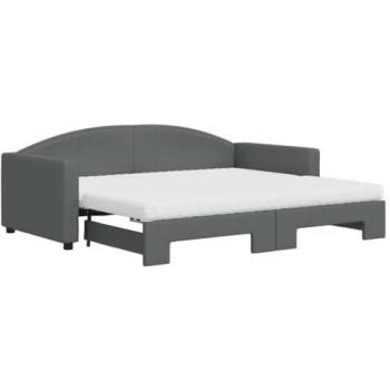 VidaXL Ausziehbares Bett Tagesbett Dunkelgrau 90x190 cm mit Matratzen
