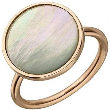 Sterling Silber Damenring mit rotem Gold-Look und Perlmutt-Detail, Gr. 58