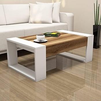 Mesa de centro de madera de nogal blanca