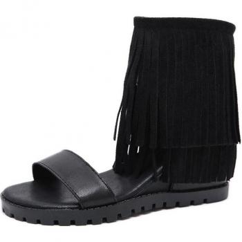 Damen Keil-Sandalen mit Reißverschluss