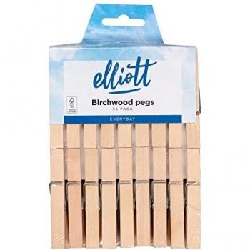 Natural Color Wooden Clothes Pegs, 36 Pack