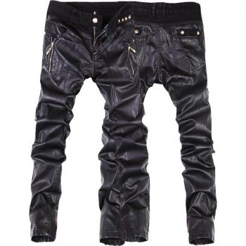 Slim Fit Motorradhosen aus Leder für Männer Größe 28-36