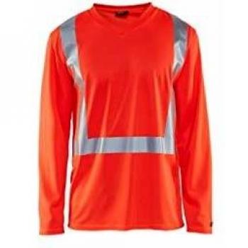 Krähe Blaklader Langarmshirt UV Hi-Vis Rot XL
