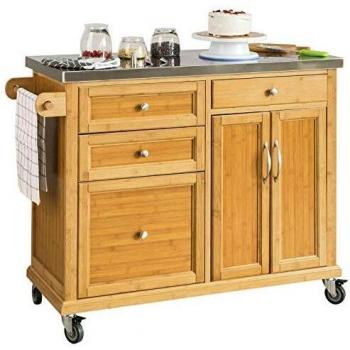 SoBuy Yellow Kitchen Storage Island